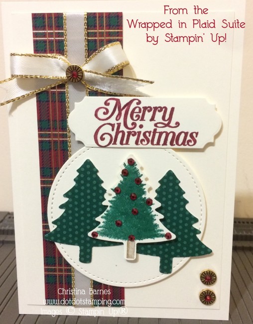 Christmas Card Wrapped in Plaid by Christina Barnes Dot Dot Stamping 2019 Holiday Catalogue