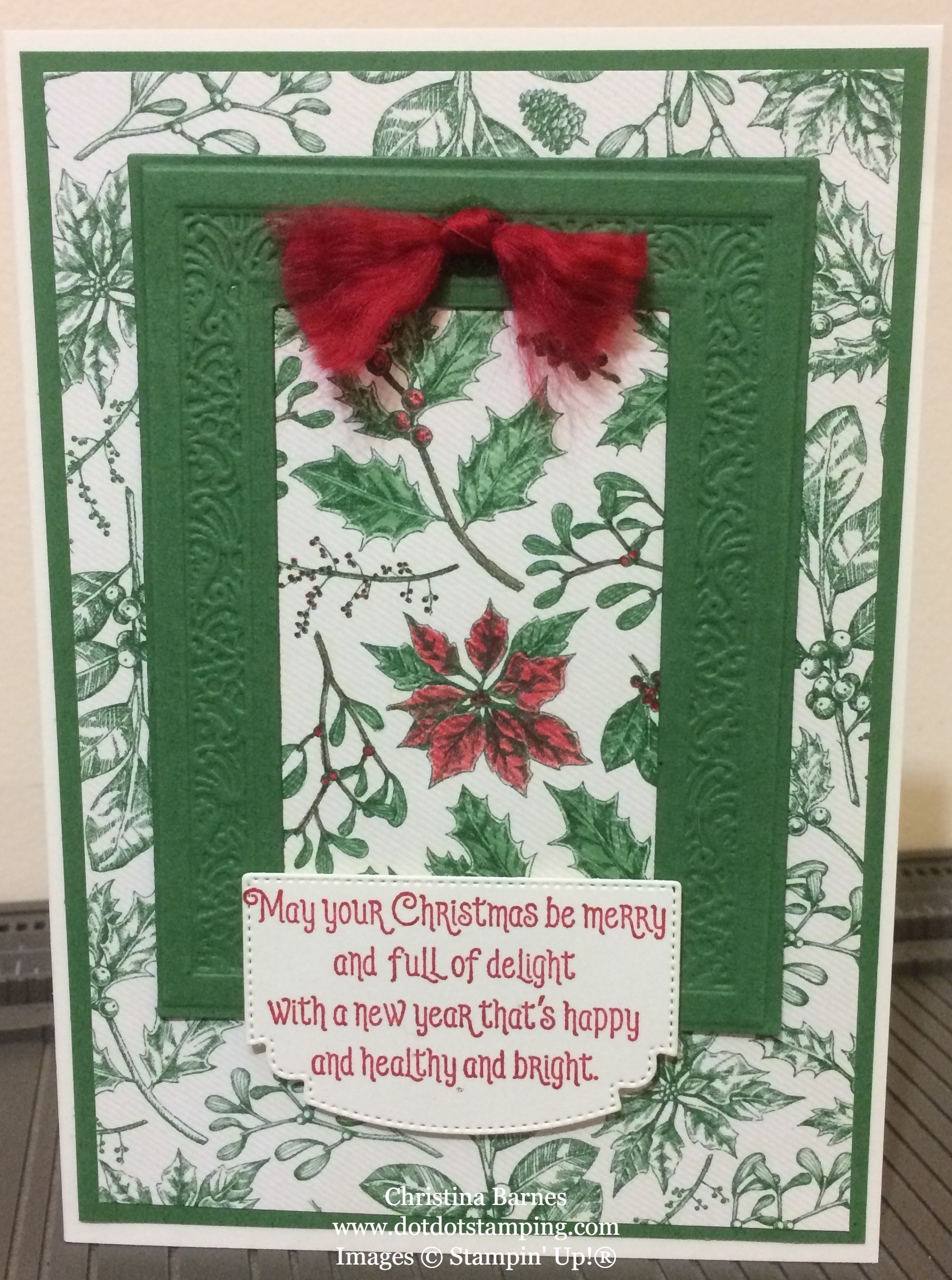 Toile Tidings Designer Series Paper with Heirloom Frames Christmas Card 2019 Stampin' Up! Holiday Catalogue Christina Barnes Dot Dot Stamping